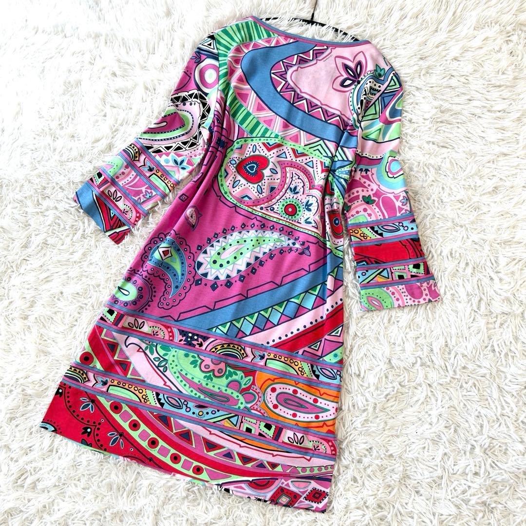 レオナール LEONARD ワンピース 幾何学 ペイズリー柄 総柄 マルチカラー