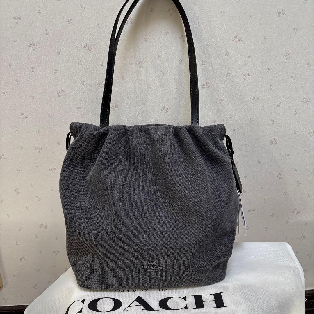 COACH デニムトートバッグ/巾着バッグ デニム ドローストリング 未使用
