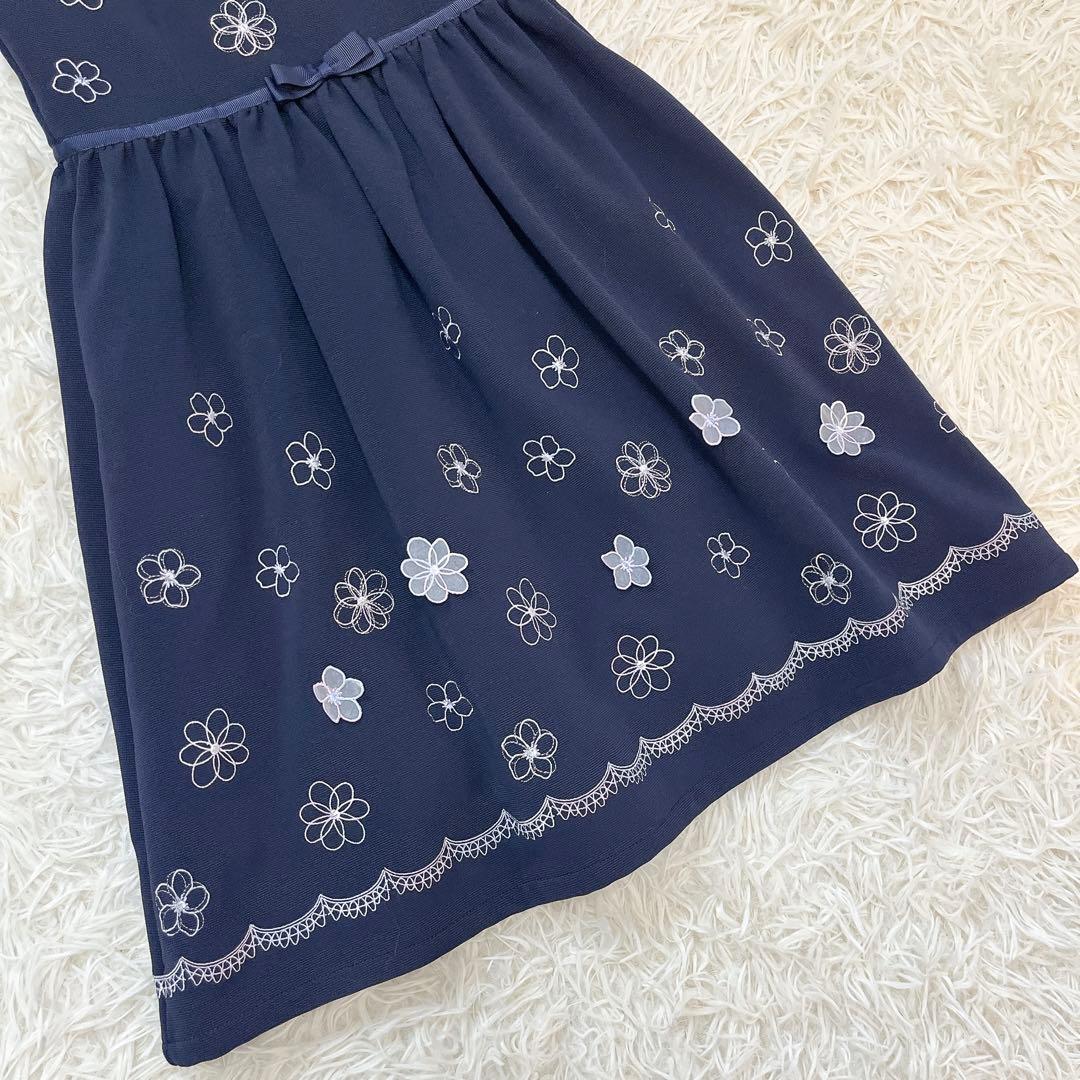 メゾピアノ 花柄刺繍ワンピース 120cm ニットボレロ Mドレスセット
