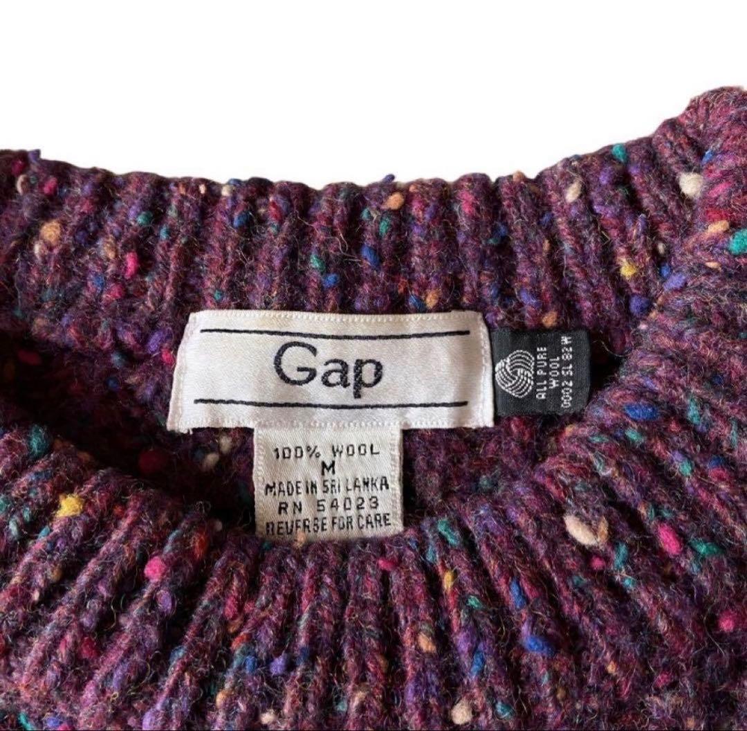 90s OLD GAP ネップ ミックス リブ編み ウール ニット セーター