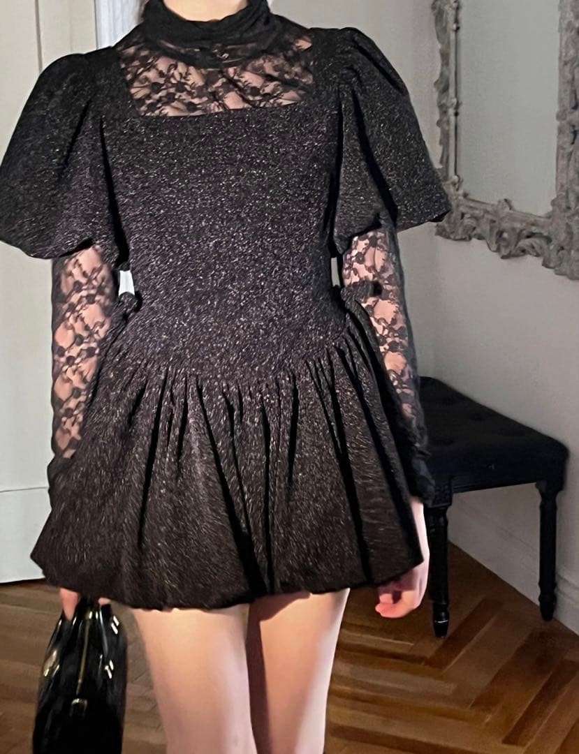 ワンピース puff sleeve ballon mini one piece