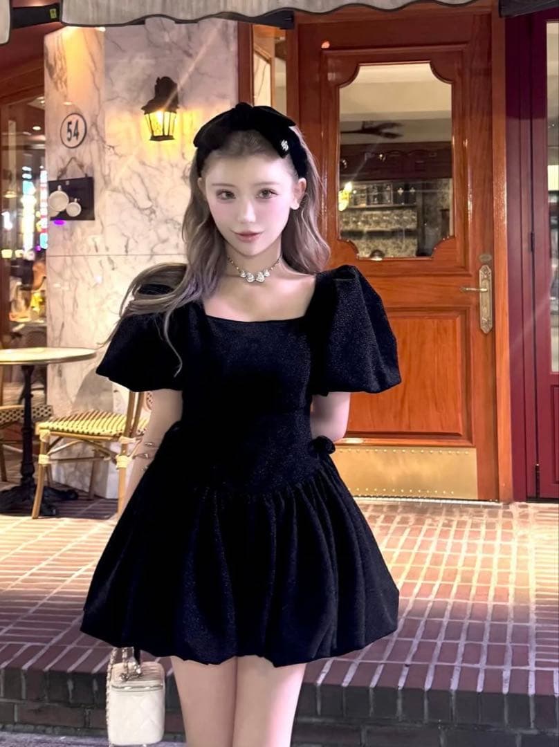 ワンピース puff sleeve ballon mini one piece