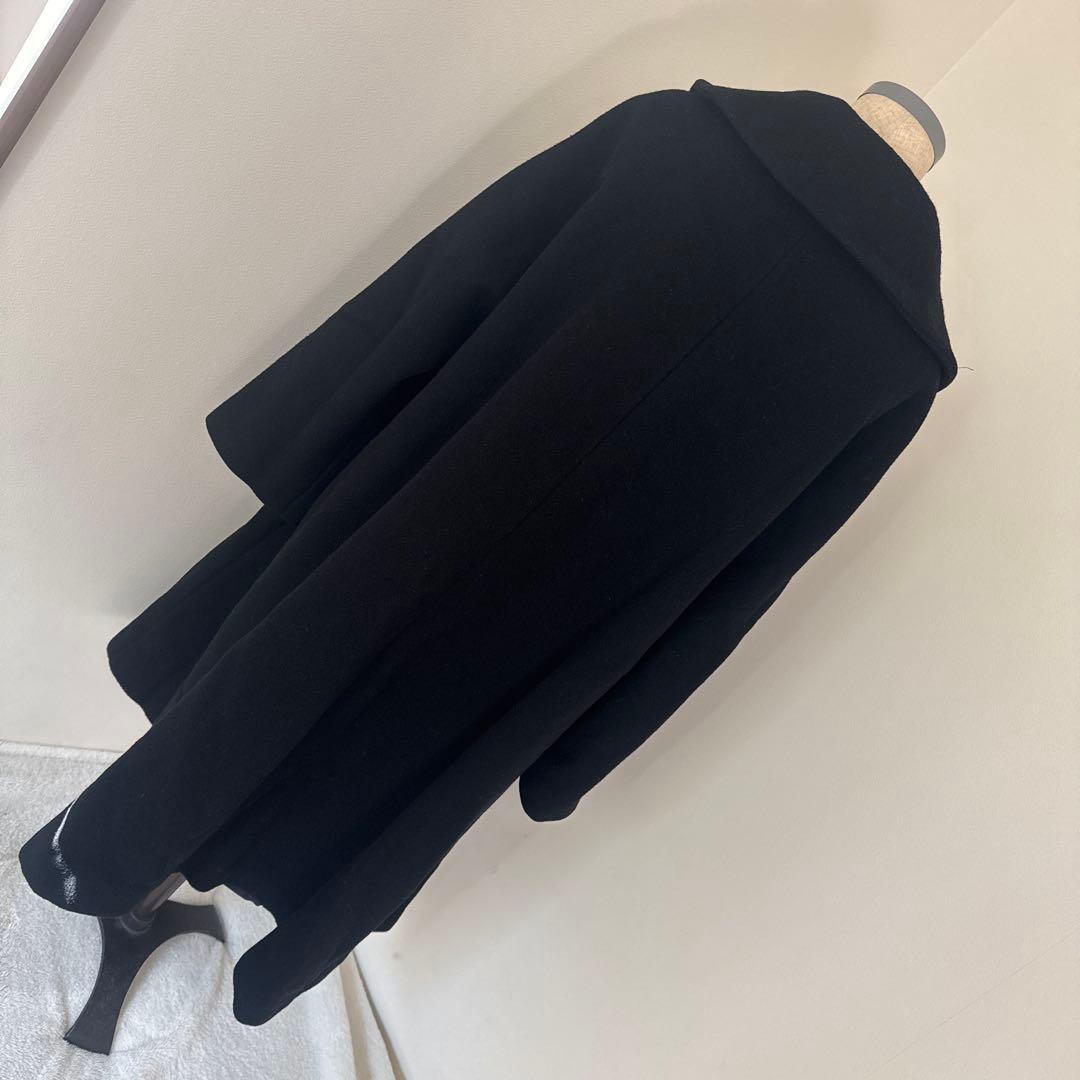 レアY's ヨウジヤマモト　ビックカラー　黒ウールロングコートオーバーシルエット