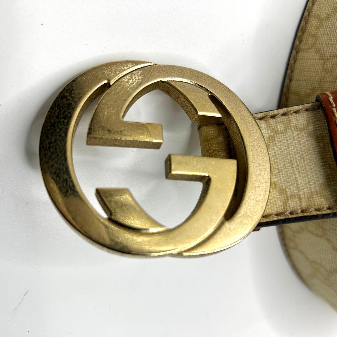 GUCCI GG金具　インターロッキング　ベルト　ロゴ総柄　レザー　114876