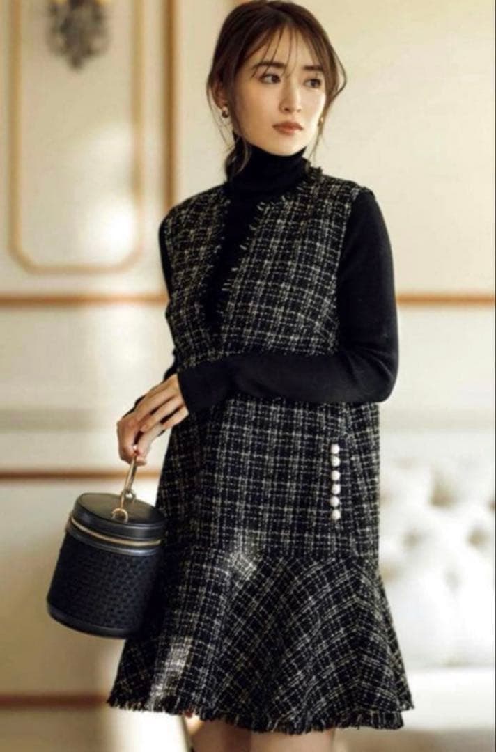 美品☆Apuweiser-riche ツイードペプラムミニワンピース　M