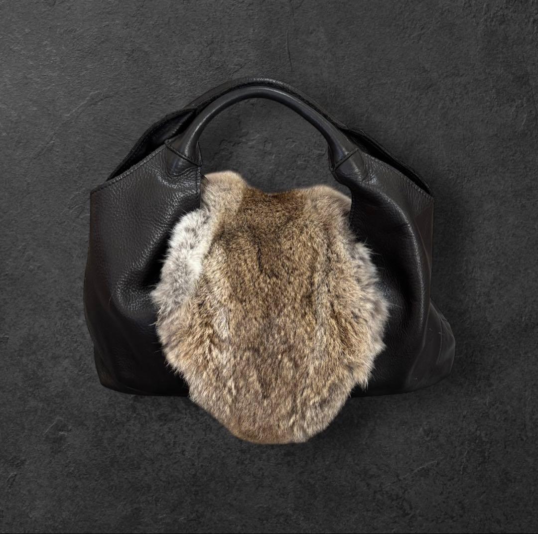 Archive レザー ファー ハンドバッグ y2k グランジ 平成 ギャル - メルカリ