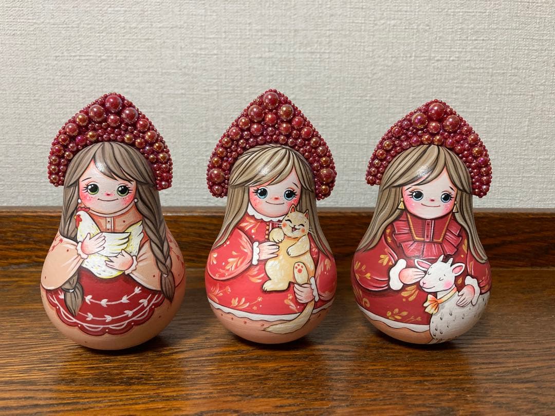 ロシア雑貨☆民族衣装起き上がりこぼし3点ココシニクKokoshnik