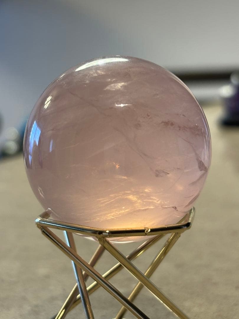 透明感　上品ピンク　スターローズクォーツ　スフィア