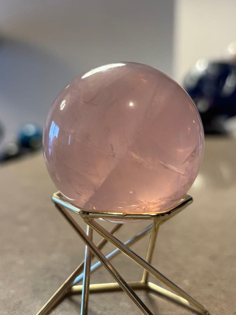 透明感　上品ピンク　スターローズクォーツ　スフィア