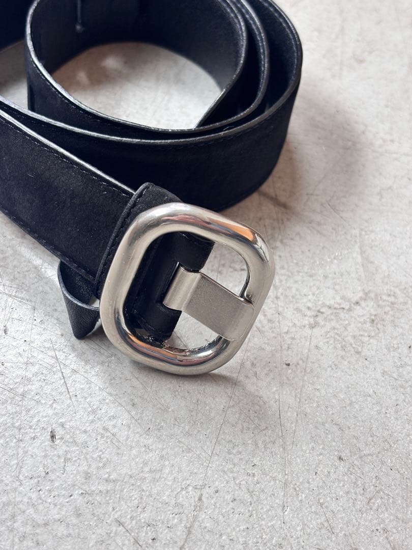 Shishikui スエード ブラック ベルト 四角バックル