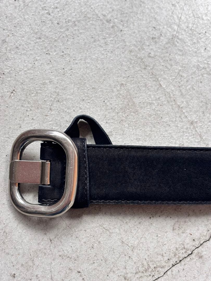 Shishikui スエード ブラック ベルト 四角バックル