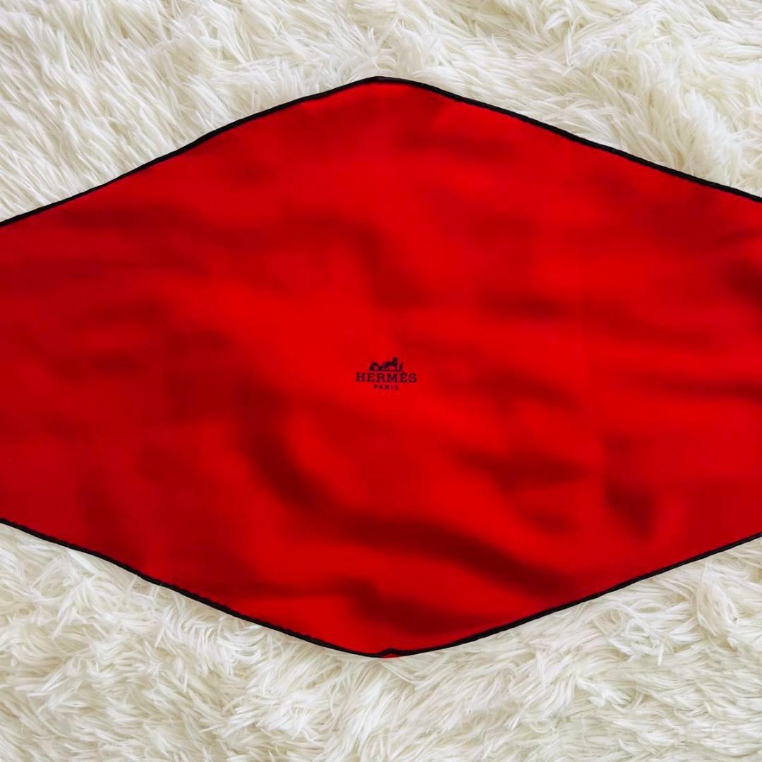 HERMES エルメス ロサンジュ ひし形 スカーフ レッド系 カシミア