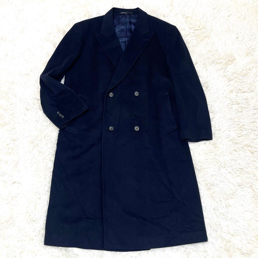 カシミヤ100% ダブルチェスターコート ジェントローレル ダークネイビー　XL