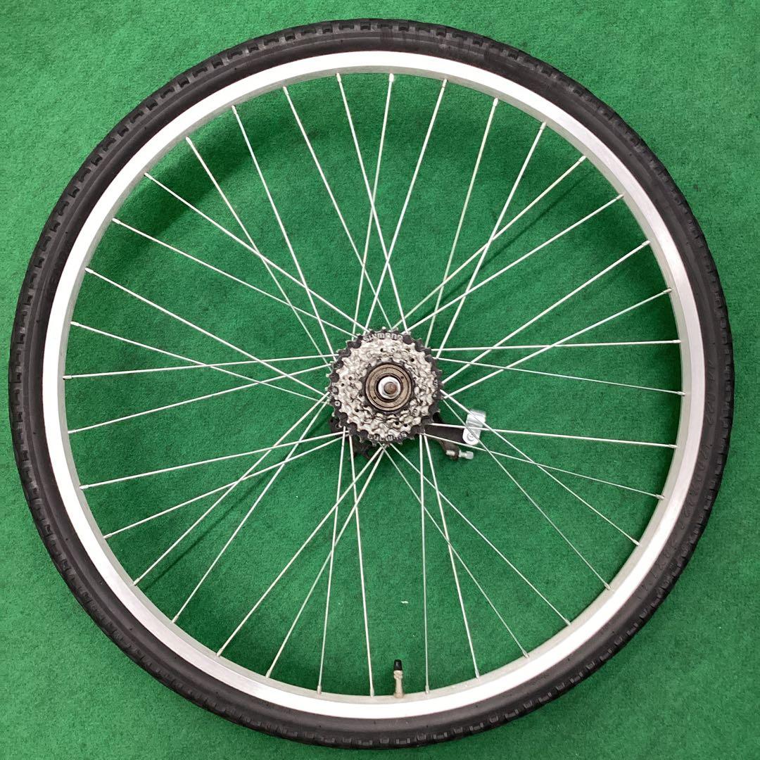 後ホイール 700x42c 外装6段 リア ON タイヤ付 ローラーブレーキ付