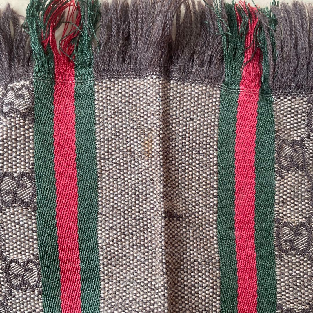 GUCCI GGパターン ストライプ マフラー フリンジ付き