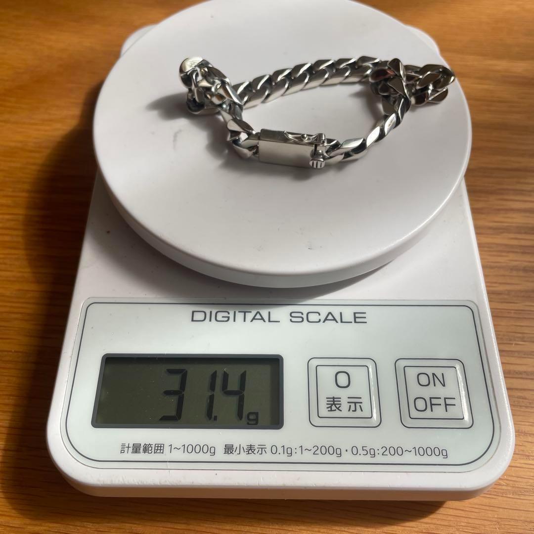 シルバー925鑑定済 喜平チェーンブレスレット キューバン8mm×20cm