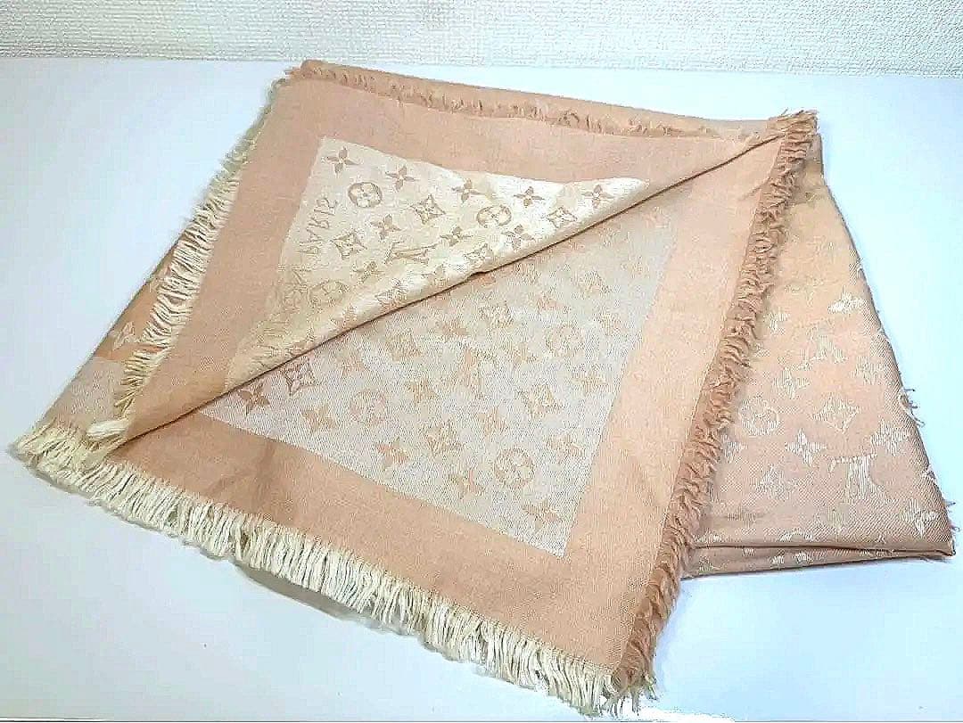 LOUIS VUITTON モノグラム ショール ピンクベージュ