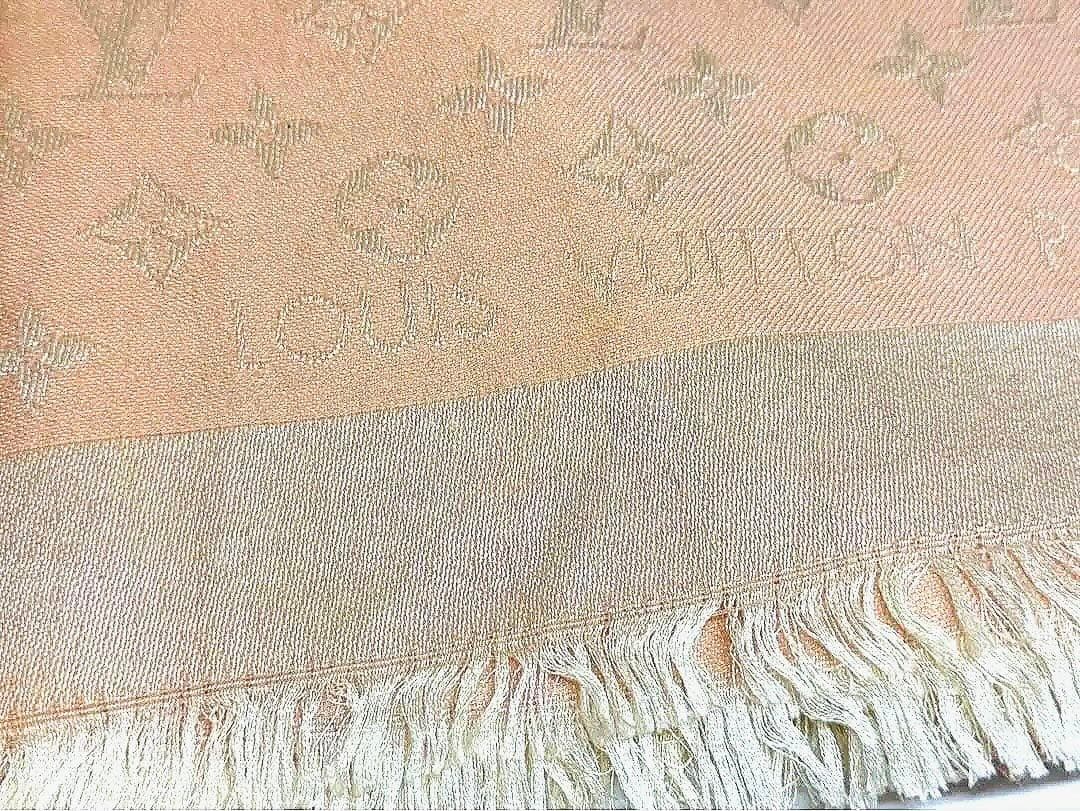 LOUIS VUITTON モノグラム ショール ピンクベージュ