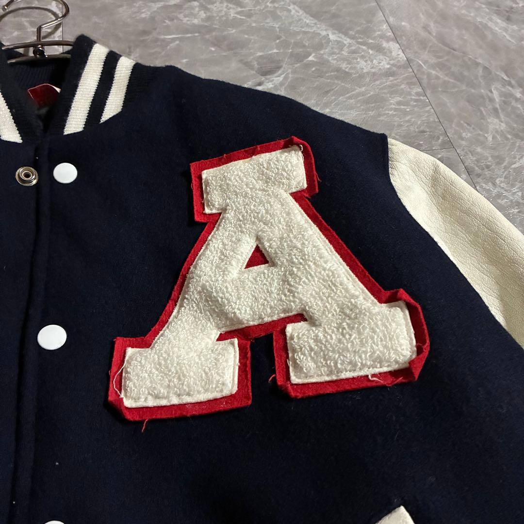 【希少】70s Empire レターマンジャケット スタジャン レザーリブ刺繍L