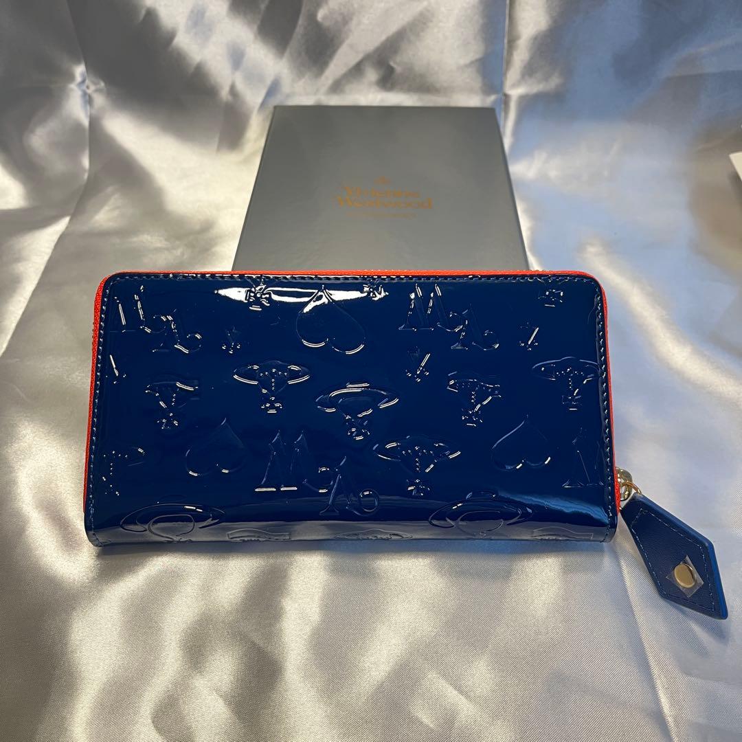 新品 Vivienne Westwood ブルー オレンジ縁 長財布
