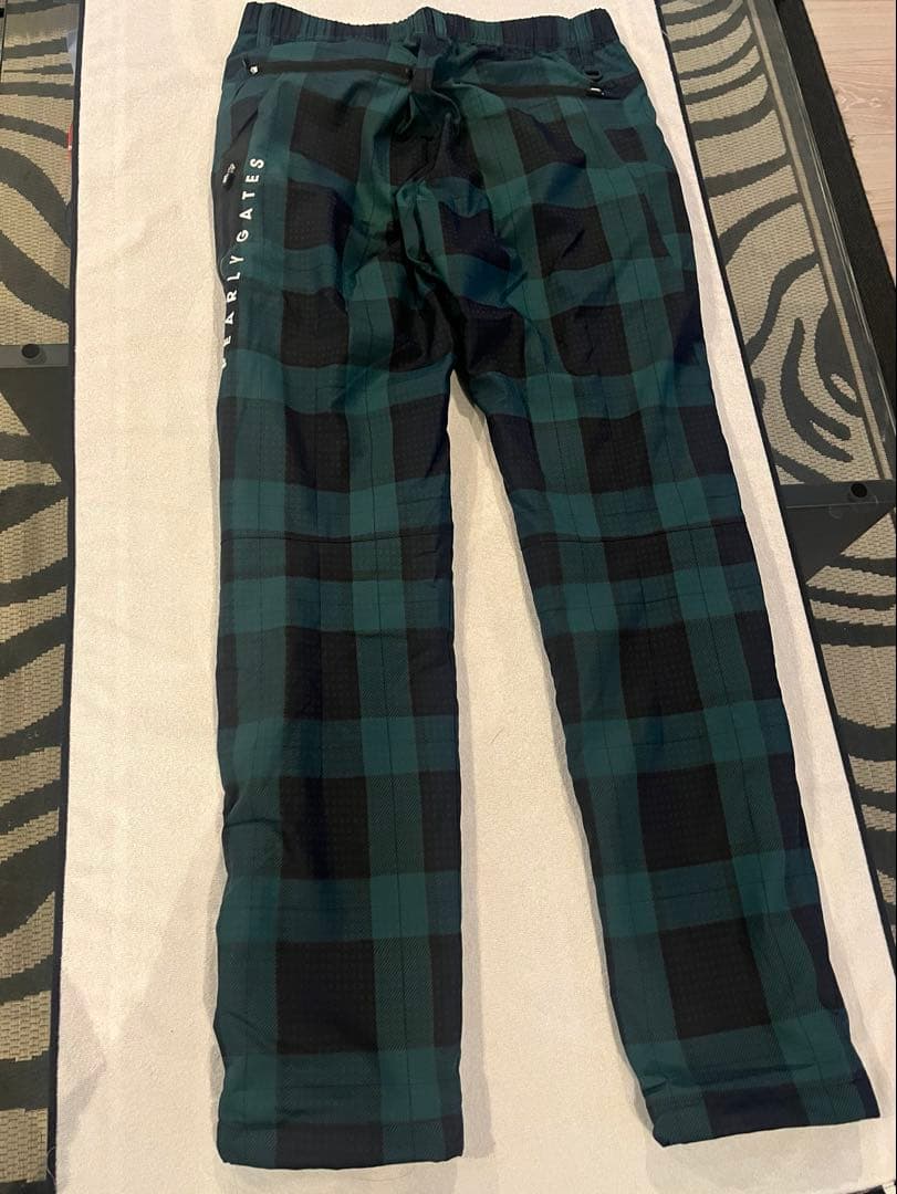 パーリーゲイツ 防風グリーン・ブラック チェックパンツ サイズ4