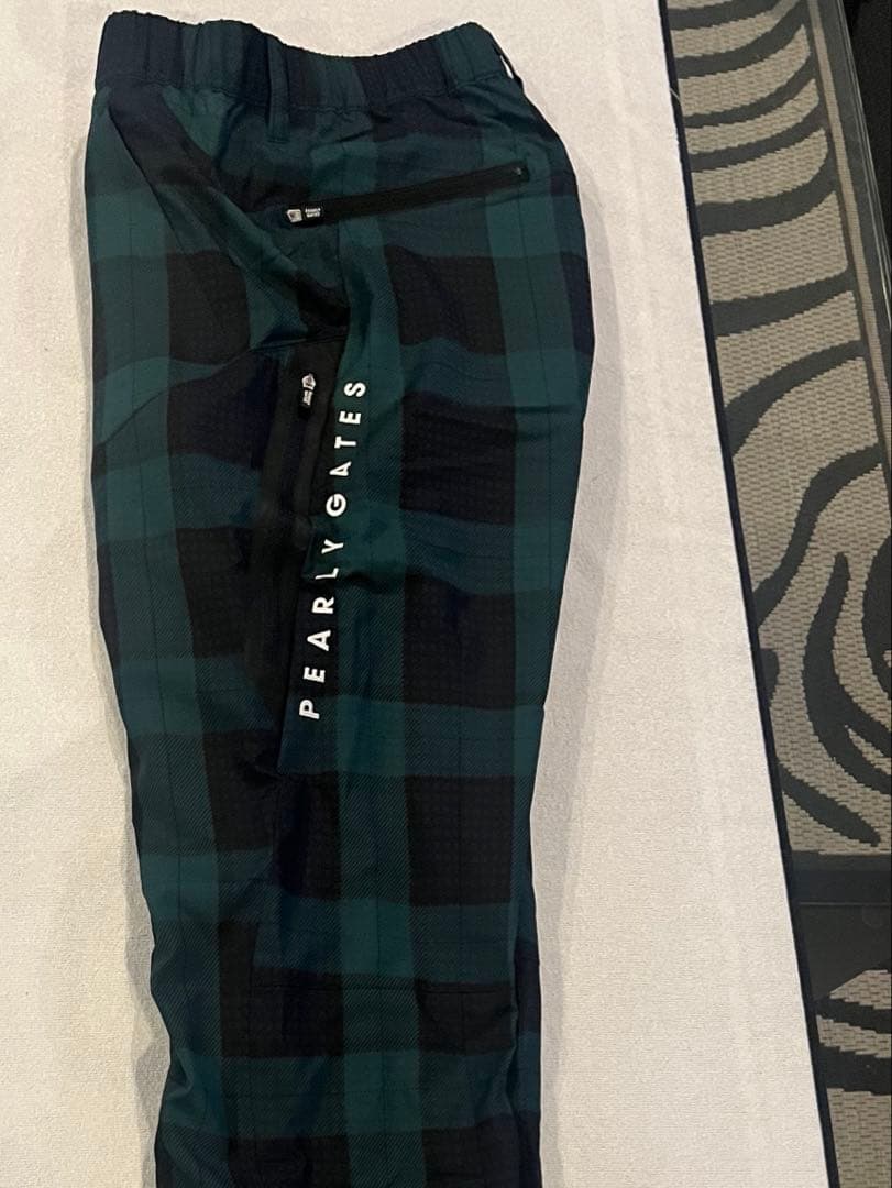 パーリーゲイツ 防風グリーン・ブラック チェックパンツ サイズ4