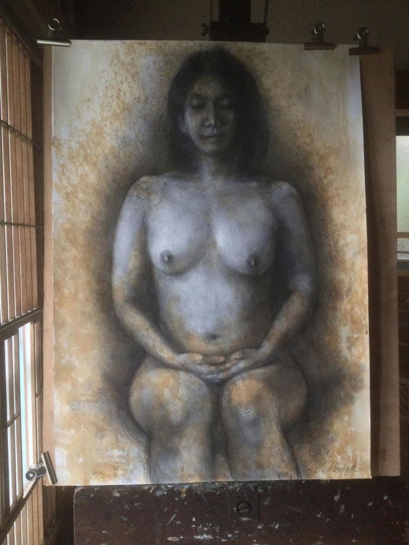 鉛筆画　縄文イブ　裸婦素描