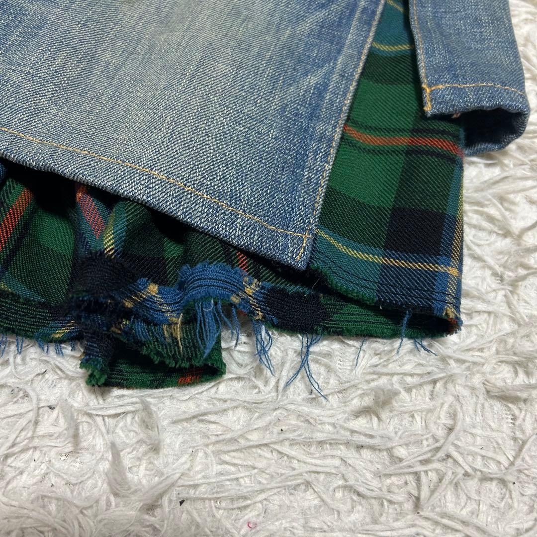 ジュンヤワタナベコムデギャルソン クロコ ドッキング デニムスカート チェック