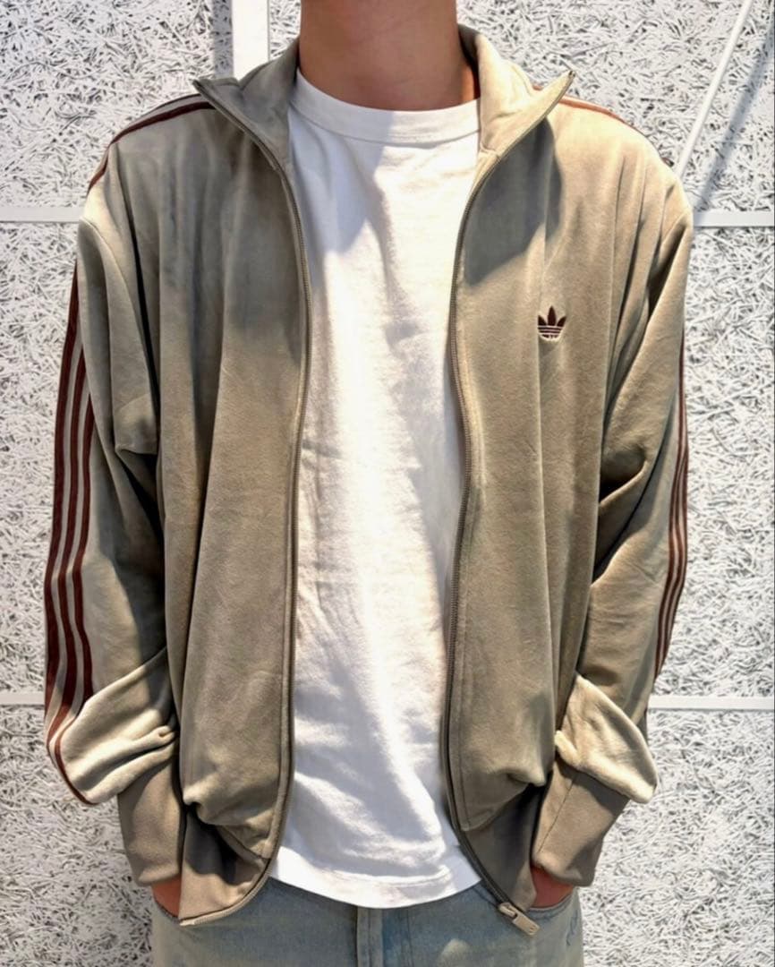 新品2XL◼️アディダス ベロアトラックトップ ベージュ ジャーナル