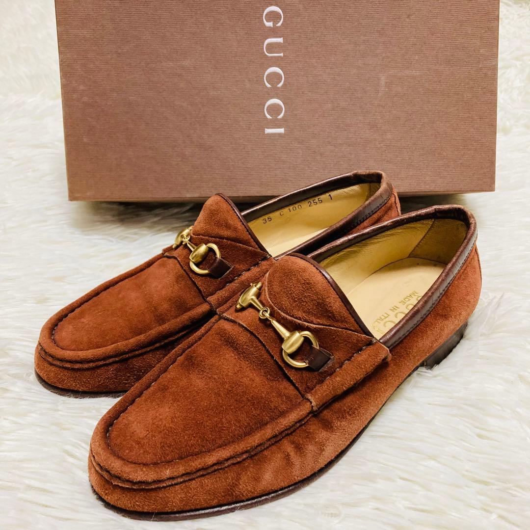 GUCCI グッチ ホースビット スエード ローファー ブラウン 茶色 35 C