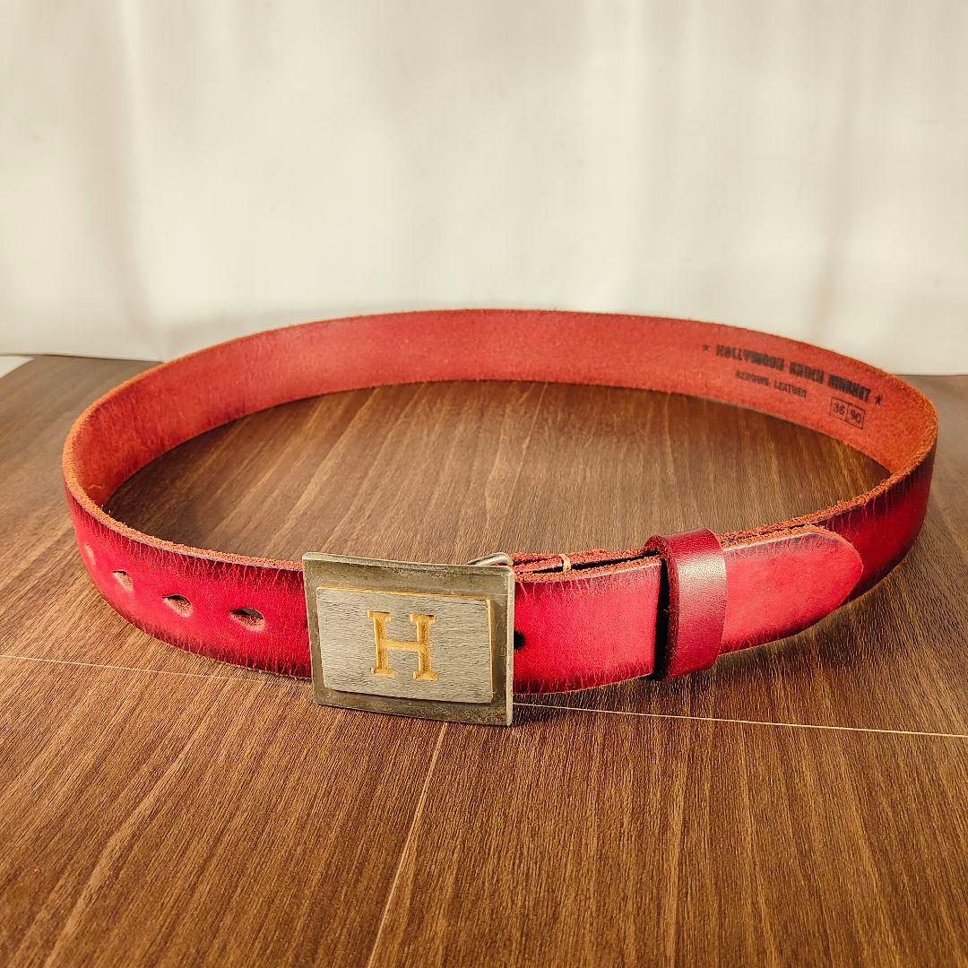 【新品極美品】HRM Hバックル　高級レッドバーガンディドレスベルト 本革正規品