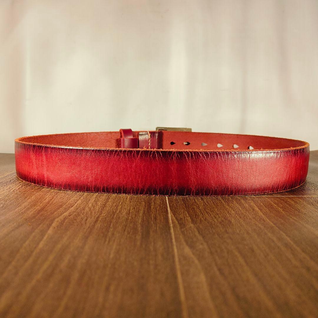 【新品極美品】HRM Hバックル　高級レッドバーガンディドレスベルト 本革正規品