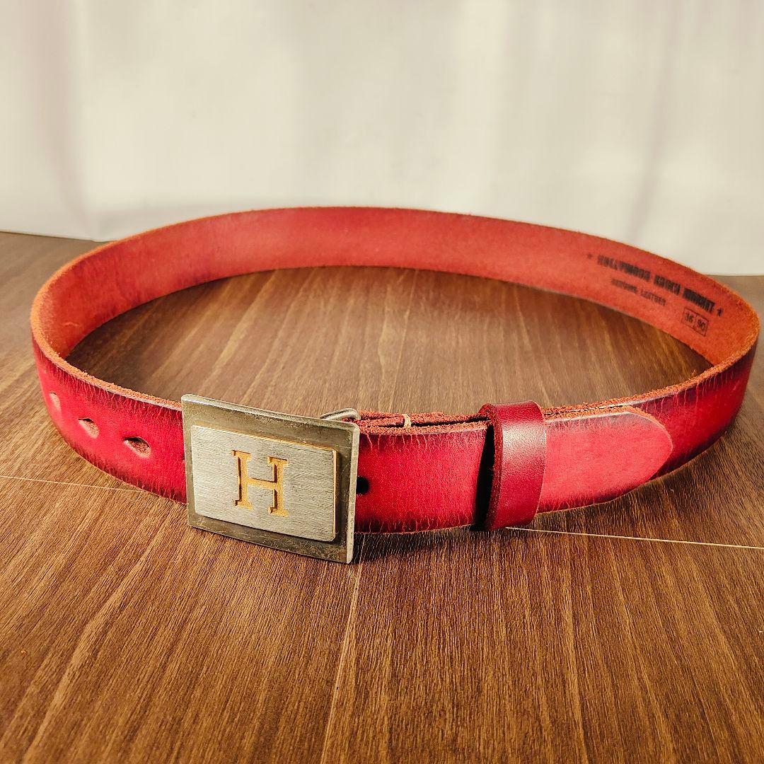 【新品極美品】HRM Hバックル　高級レッドバーガンディドレスベルト 本革正規品