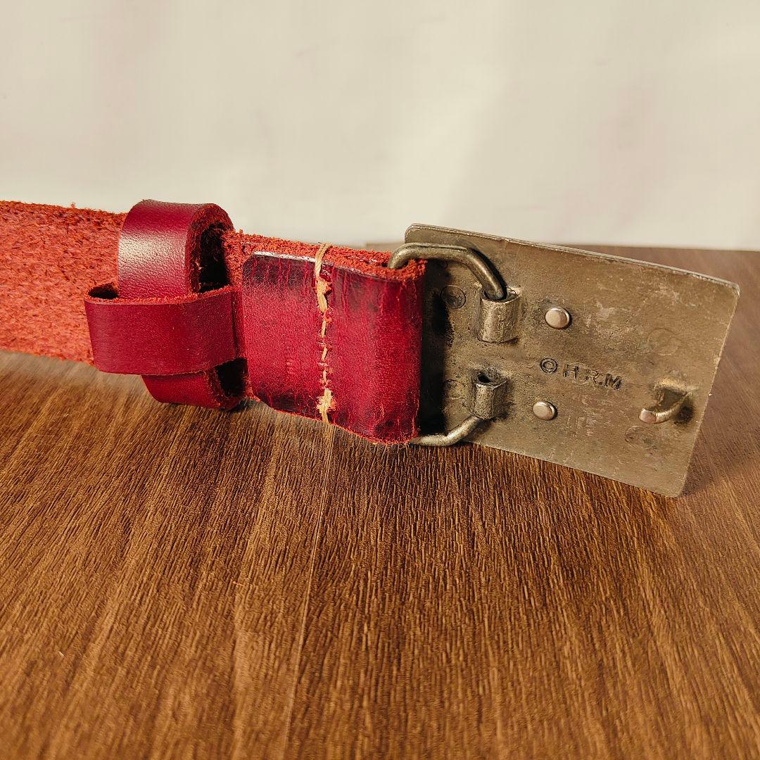 【新品極美品】HRM Hバックル　高級レッドバーガンディドレスベルト 本革正規品