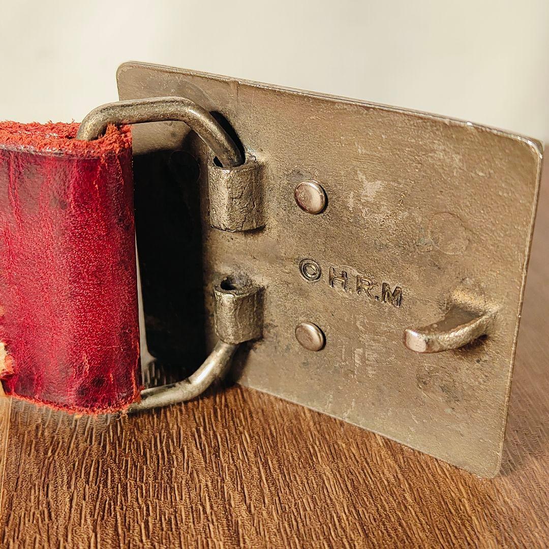 【新品極美品】HRM Hバックル　高級レッドバーガンディドレスベルト 本革正規品