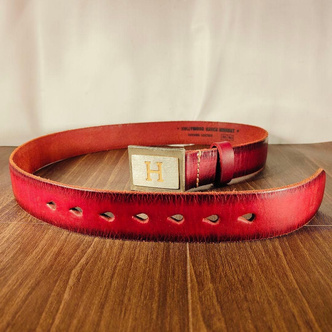 【新品極美品】HRM Hバックル　高級レッドバーガンディドレスベルト 本革正規品