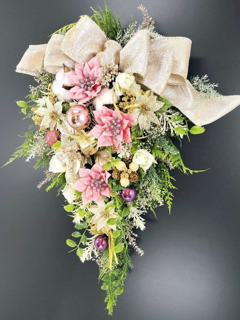 商品名【星愛】ゆきこ❤ポインセチアのクリスマスリース* 冬リース