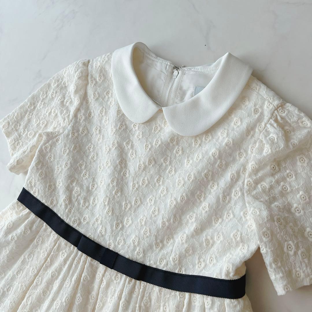 こどもビームス　フォーマル　ジャケット　ワンピース　総刺繍　花柄　リボン　130