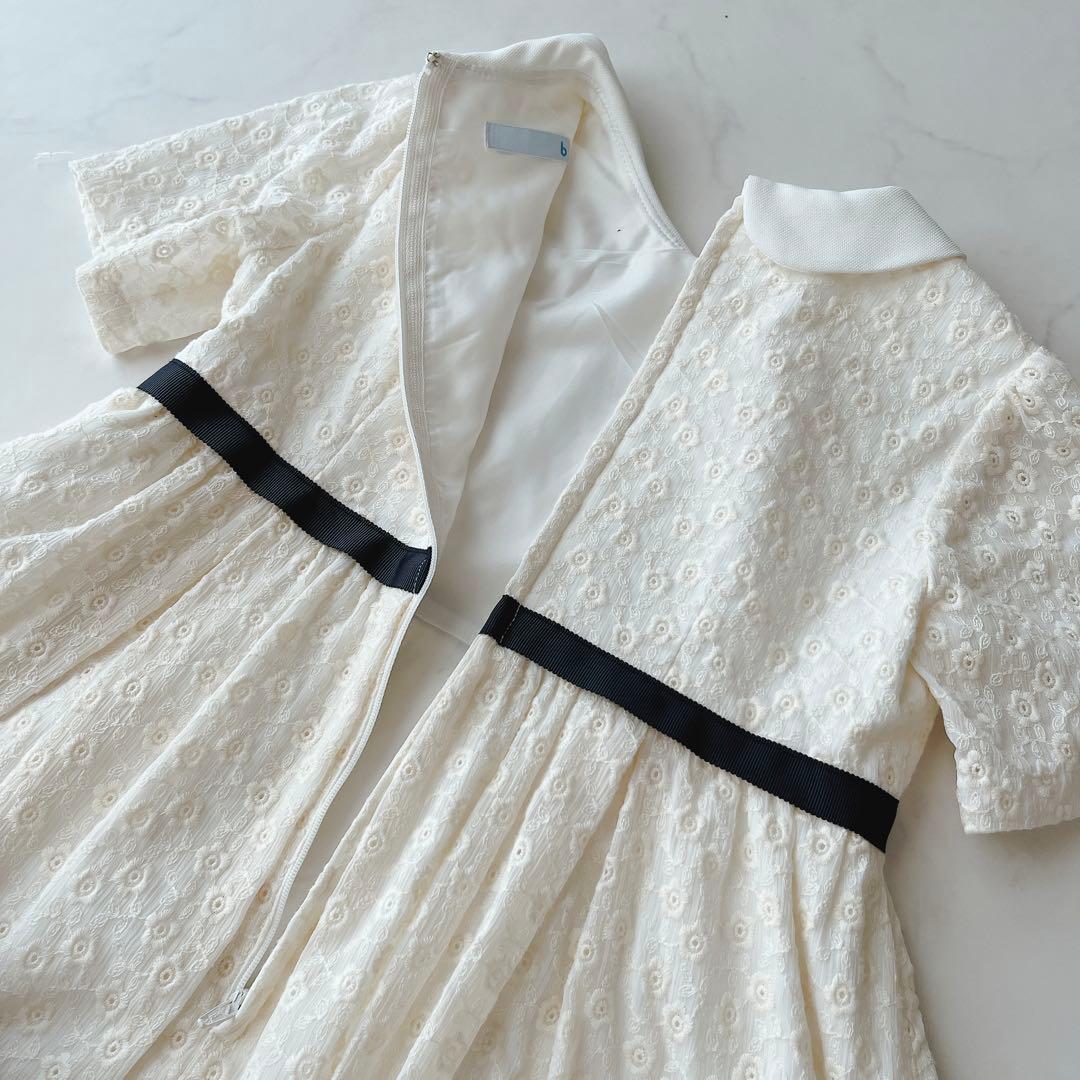 こどもビームス　フォーマル　ジャケット　ワンピース　総刺繍　花柄　リボン　130