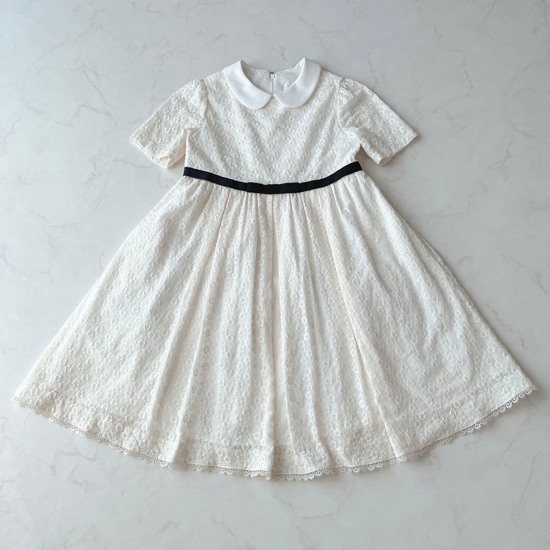 こどもビームス　フォーマル　ジャケット　ワンピース　総刺繍　花柄　リボン　130