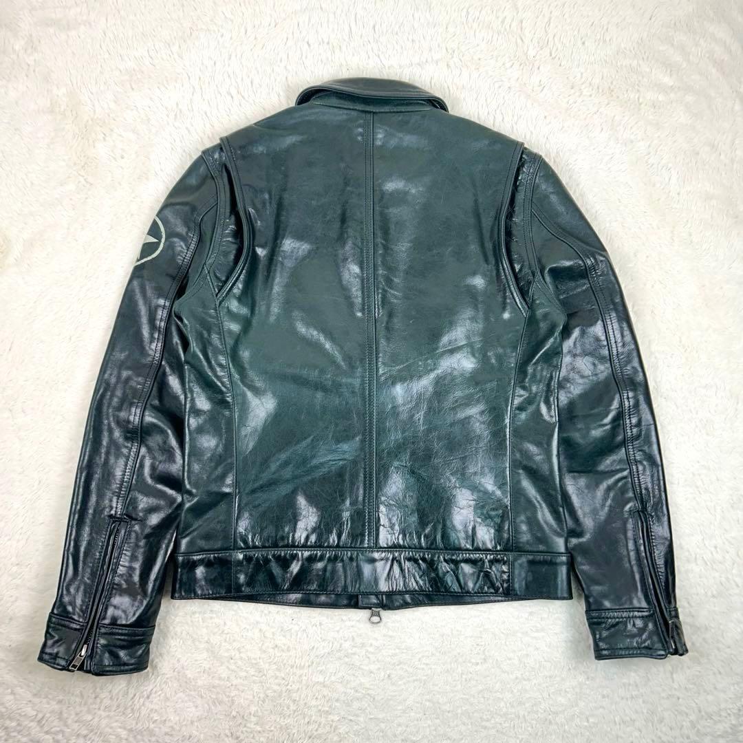 希少カラー 291295=HOMME カウハイド シングルライダース グリーン