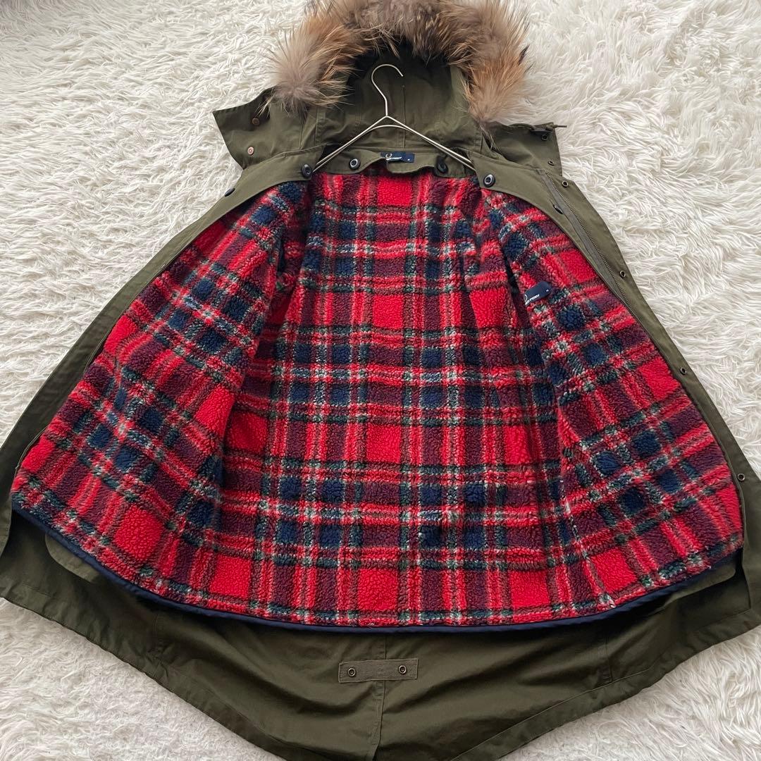 FRED PERRY 刺繍 2way ファー モッズ コート ライナー付き