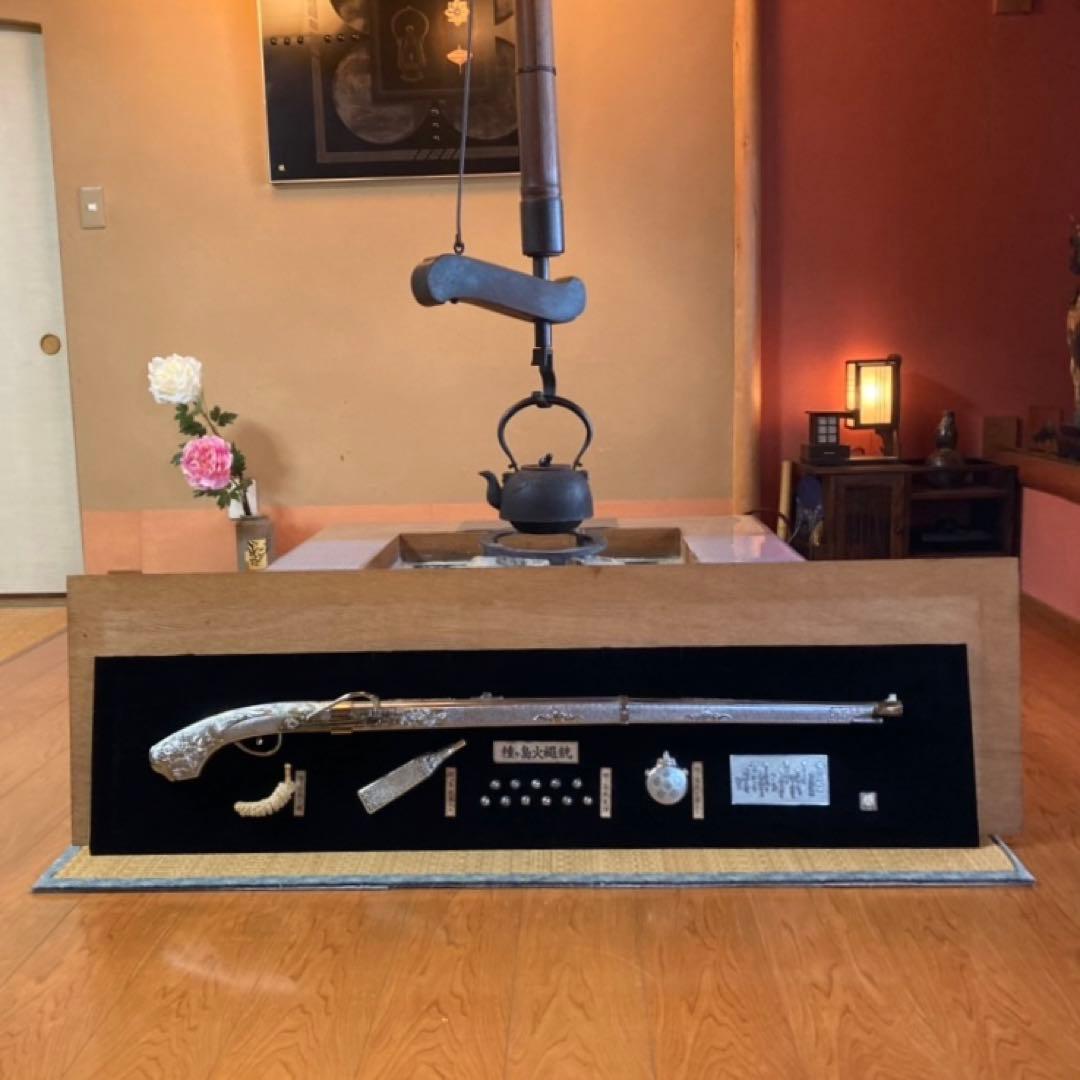 黄金種子島火縄銃 レプリカ 額装 壁掛け オブジェ ディスプレイ レトロ