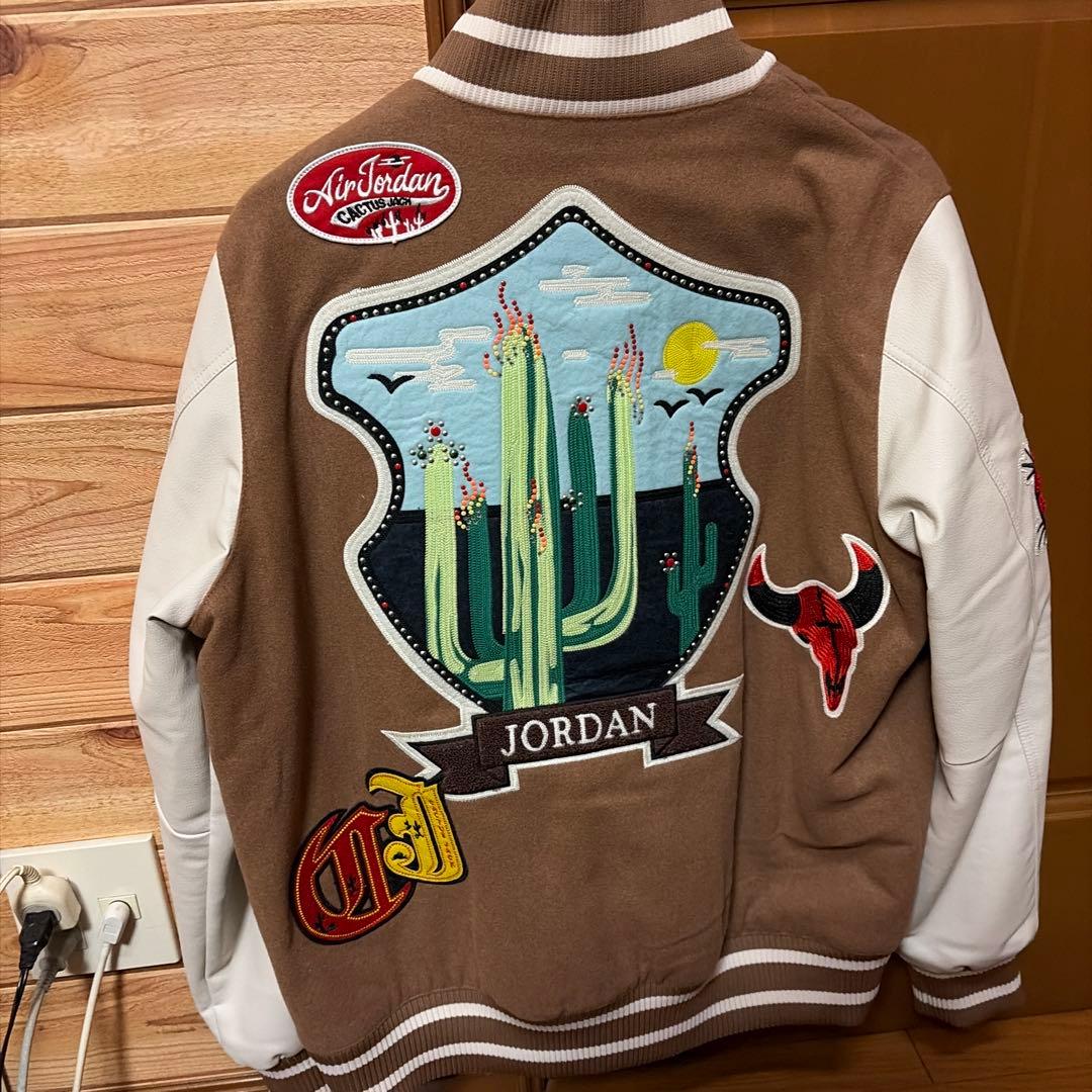 Jordan x Cactus Jack varsity jacket。