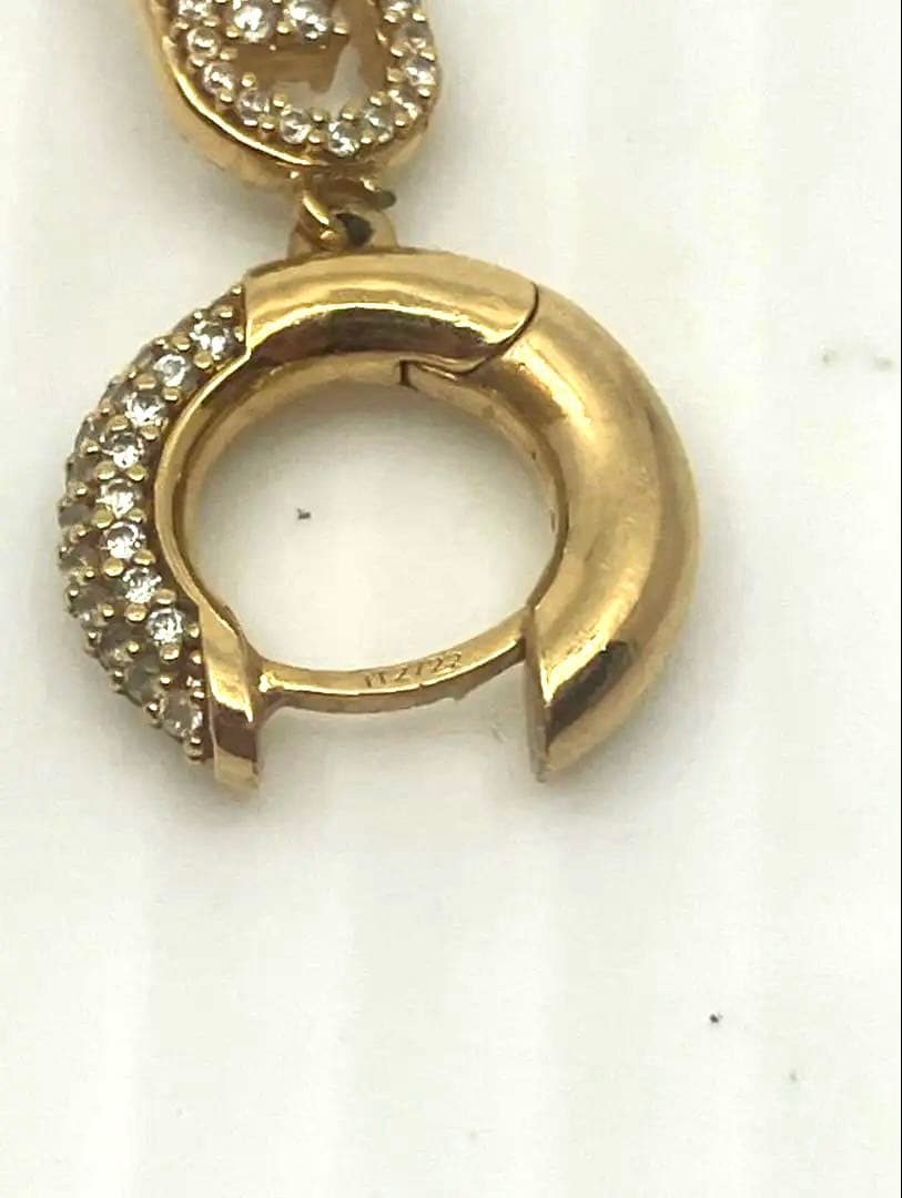 ［美品］FENDI ピアス Fロゴ ラインストーン ゴールド