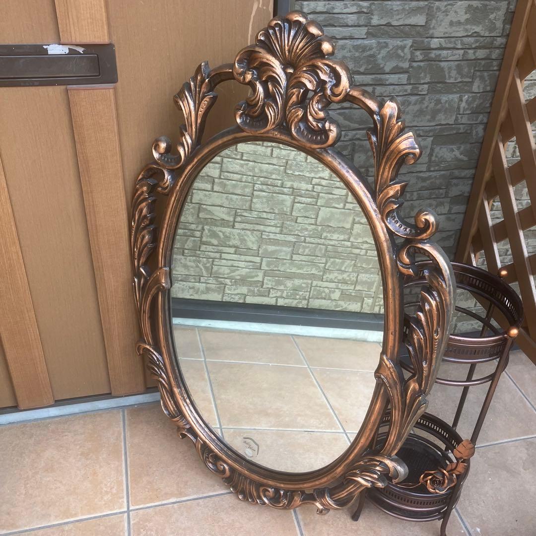 DelMain ドマン 象嵌 イタリア製 オーバル型ミラー アンティーク