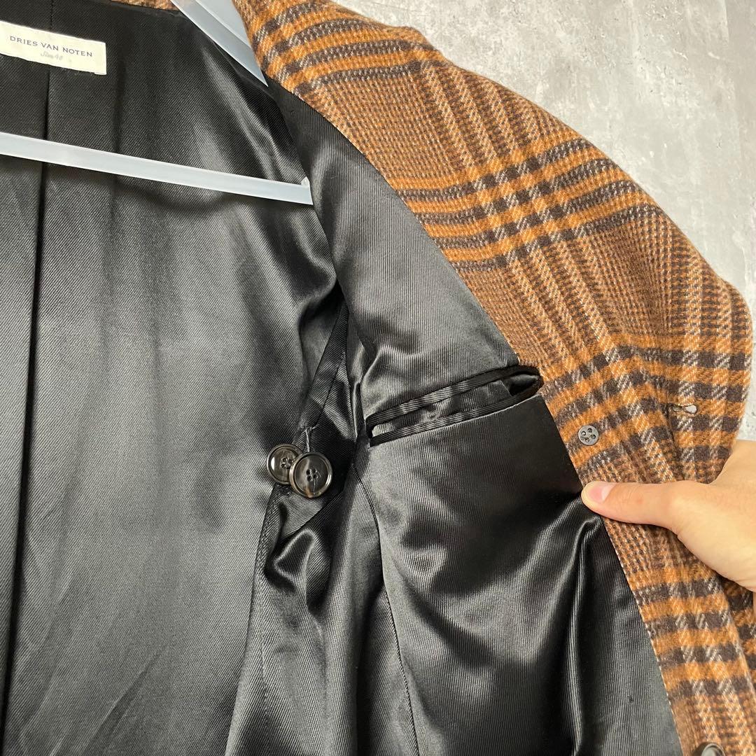 23aw Dries Van Noten ガンクラブチェック ダブルロングコート