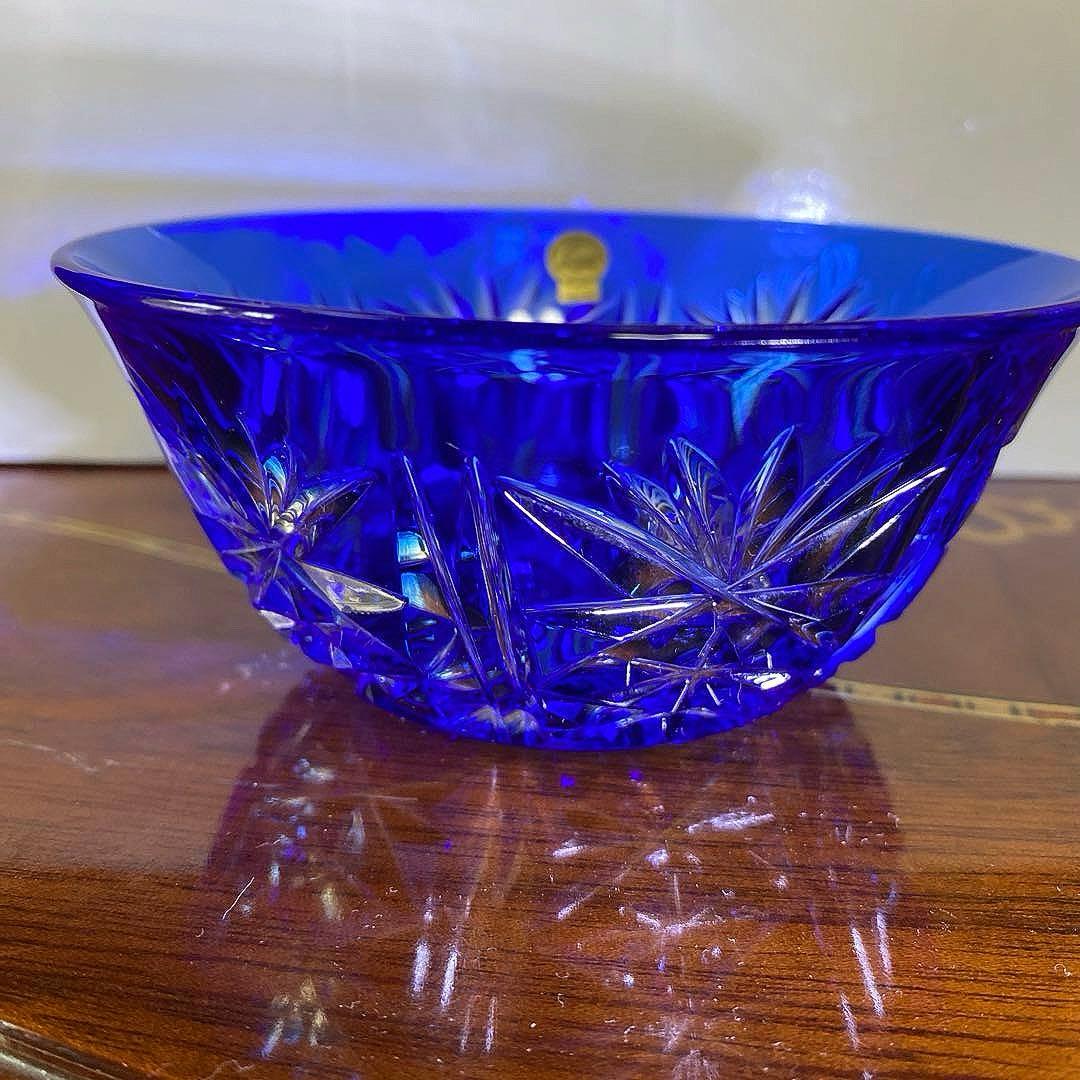 クリスタルダルク クリスタル カメイ 切子 小鉢 ブルー 藍色 5個