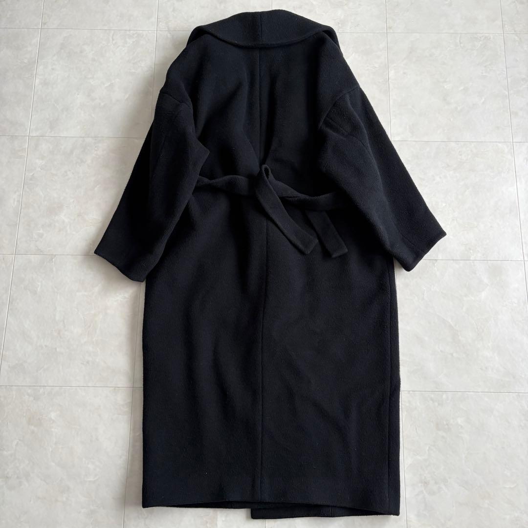 RIM.ARK ウール混ガウンベルテッドロングコート 黒36 オーバーサイズ