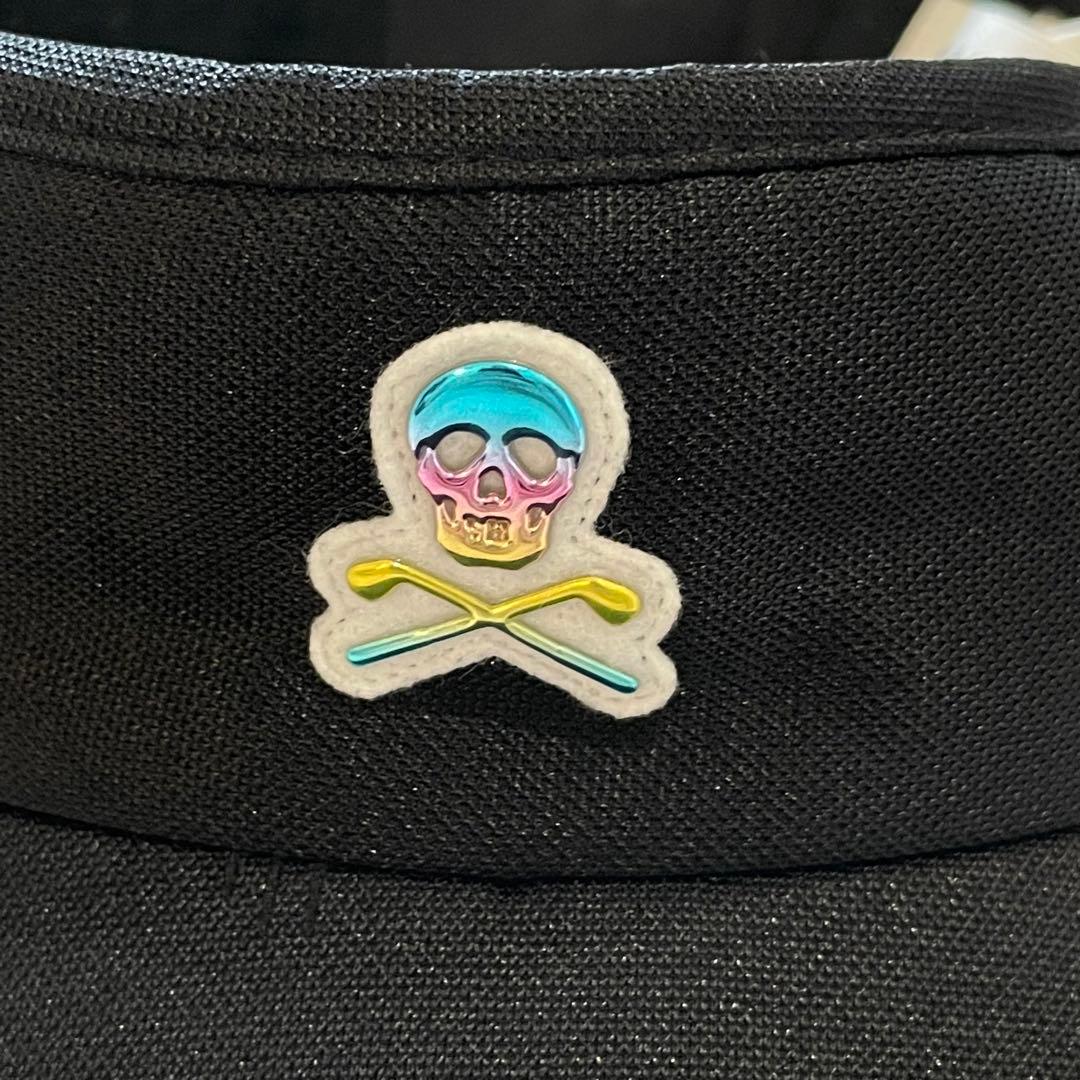 マークアンドロナ　スカル　サンバイザー　ラインストーン　ゴールド金具　ゴルフ　黒